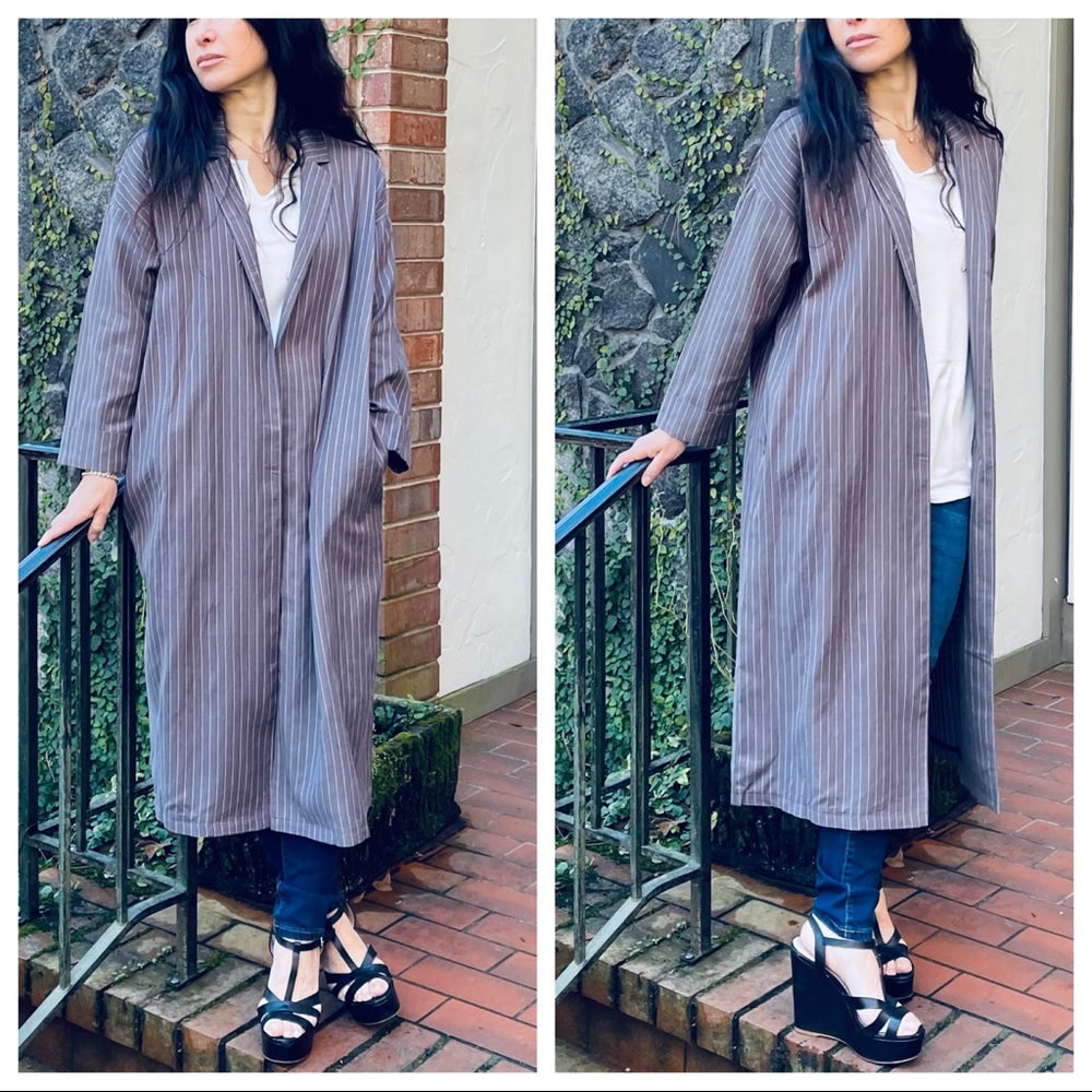 #06 LAST ONE Chic stripes trench coat with pockets - Picture 5 of 10